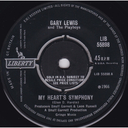 Gary Lewis & The Playboys My Heart's Symphony Vinyl 7" USED
