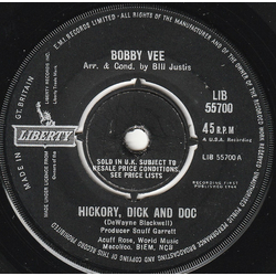 Bobby Vee Hickory, Dick And Doc Vinyl 7" USED