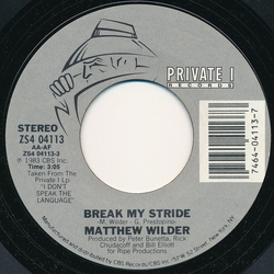 Matthew Wilder Break My Stride Vinyl 7" USED