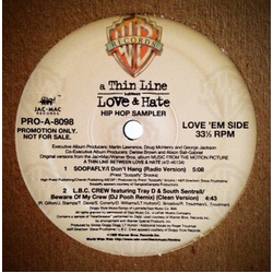 Various A Thin Line Between Love & Hate - Hip Hop Sampler Vinyl 12" USED