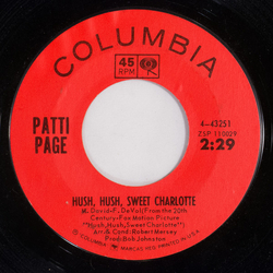 Patti Page Hush, Hush, Sweet Charlotte / Longing To Hold You Again Vinyl 7" USED