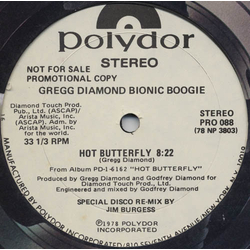 Gregg Diamond / Bionic Boogie Hot Butterfly / Fess Up To The Boogie Vinyl 12" USED