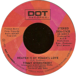 Tommy Overstreet Heaven Is My Woman's Love Vinyl 7" USED