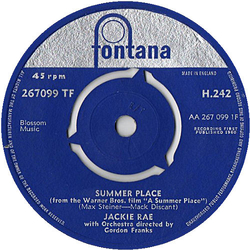 Jackie Rae Summer Place Vinyl 7" USED