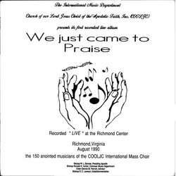 Church Of Our Lord Jesus Christ Of The Apostolic Faith, Inc (COOLJC) We Just Came To Praise Vinyl LP USED