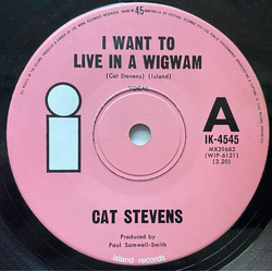 Cat Stevens I Want To Live In A Wigwam / Morning Has Broken Vinyl 7" USED