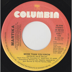 Martika More Than You Know USED VINYL 7INCH 45 RPM SINGLE STEREO