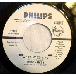 Bobby Hebb A Satisfied Mind / Love, Love, Love Vinyl 7" USED