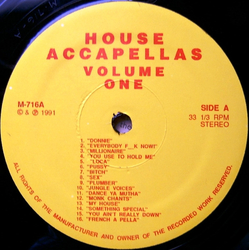 Various House Accapellas Volume One Vinyl LP USED