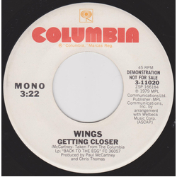 Wings US Getting Closer Vinyl 7" USED