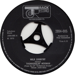 Thunderclap Newman Wild Country Vinyl 7" USED