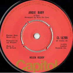 Helen Reddy Angie Baby Vinyl 7" USED