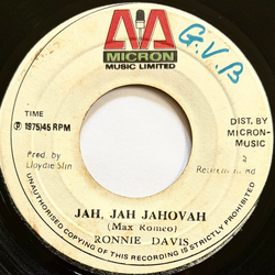 Ronnie Davis Jah, Jah Jahovah Vinyl 7" USED