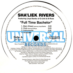 Sha'Liek Rivers Full Time Bachelor / Grind Vinyl 12" USED
