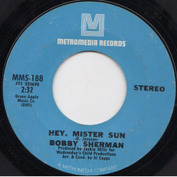 Bobby Sherman Hey, Mister Sun Vinyl 7" USED