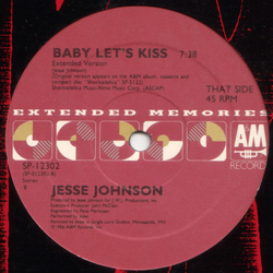 Jesse Johnson Free World / Baby Let's Kiss Vinyl 12" USED