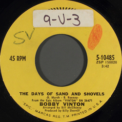 Bobby Vinton The Days Of Sand And Shovels Vinyl 7" USED