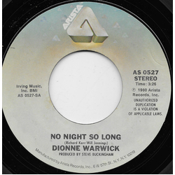 Dionne Warwick No Night So Long / Reaching For The Sky Vinyl 7" USED