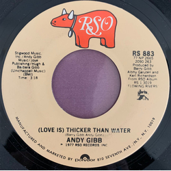 Andy Gibb (Love Is) Thicker Than Water Vinyl 7" USED