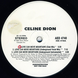 Céline Dion Love Can Move Mountains Vinyl 12" USED