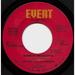 Jay & The Techniques Number Onederful Vinyl 7" USED
