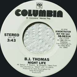 B.J. Thomas Night Life USED VINYL 7INCH SINGLE PROMO