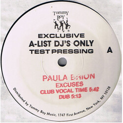 Paula Brion Excuses USED VINYL 12INCH 33 S RPM TEST PRESSING