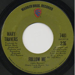 Mary Travers Follow Me Vinyl 7" USED