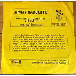 Jimmy Radcliffe Long After Tonight Is All Over Vinyl 7" USED