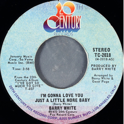 Barry White I'm Gonna Love You Just A Little More Baby Vinyl 7" USED