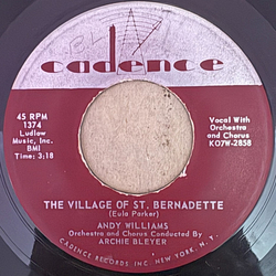 Andy Williams The Village Of St. Bernadette Vinyl 7" USED