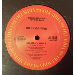 Billy Griffin So Many Ways / Save Your Love For Me USED VINYL 12INCH 33 S RPM PROMO