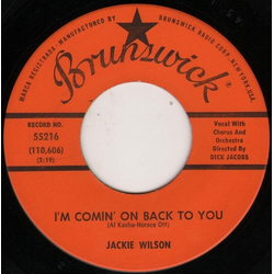Jackie Wilson I'm Comin' On Back To You / Lonely Life Vinyl 7" USED