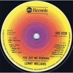 Lenny Williams You Got Me Running Vinyl 7" USED