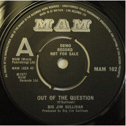 Big Jim Sullivan Out Of The Question USED VINYL 7INCH 45 RPM SINGLE PROMO REISSUE