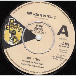 Ann Byers This Man Is Rated--X Vinyl 7" USED