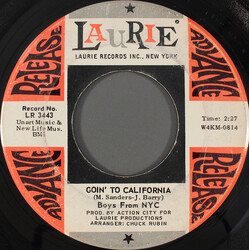 The Boys From New York City Goin' To California USED VINYL 7INCH 45 RPM ADVANCE SINGLE PROMO