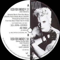 Billy Idol Flesh For Fantasy Vinyl 12" USED
