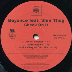 Beyonce Check On It Vinyl 12" USED