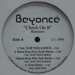 Beyonce Check On It (Remixes) Vinyl 12" USED