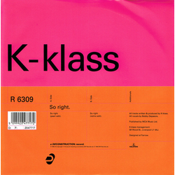 K-Klass So Right Vinyl 7" USED