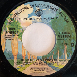 Red Simpson Truck Driver's Heaven / Truck Driver's Heaven Vinyl 7" USED