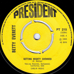 Betty Everett Getting Mighty Crowded Vinyl 7" USED