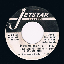 The Five Americans I'm Feeling O. K. / Slippin' And Slidin' Vinyl 7" USED