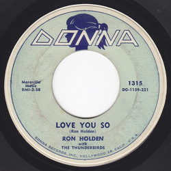 Ron Holden / The Thunderbirds (3) Love You So / My Babe Vinyl 7" USED