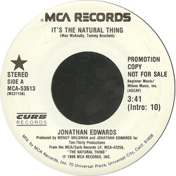 Jonathan Edwards (2) It's The Natural Thing USED VINYL 7INCH 45 RPM PROMO STEREO