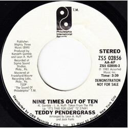 Teddy Pendergrass Nine Times Out Of Ten USED VINYL 7INCH SINGLE 45 RPM PROMO