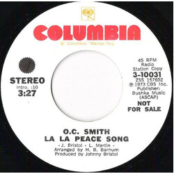 OC Smith La La Peace Song USED VINYL 7INCH 45 RPM PROMO STYRENE STEREO MONO