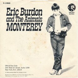 Eric Burdon & The Animals Monterey USED VINYL 7INCH 45 RPM SINGLE