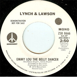 Lynch & Lawson Emmy Lou The Belly Dancer USED VINYL 7INCH 45 RPM SINGLE PROMO STEREO MONO